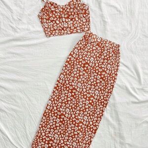 SHEIN Floral Rust Skirt Set